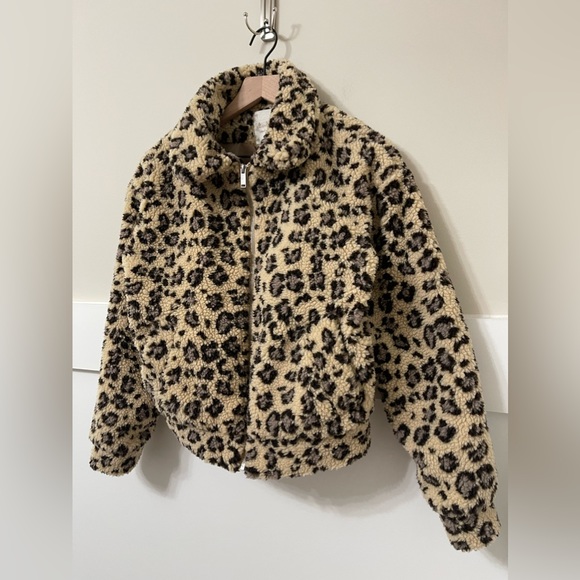 Altard State Leopard Print Sherpa Cozy Casual Full Zip Jacket Size XS - Picture 5 of 9
